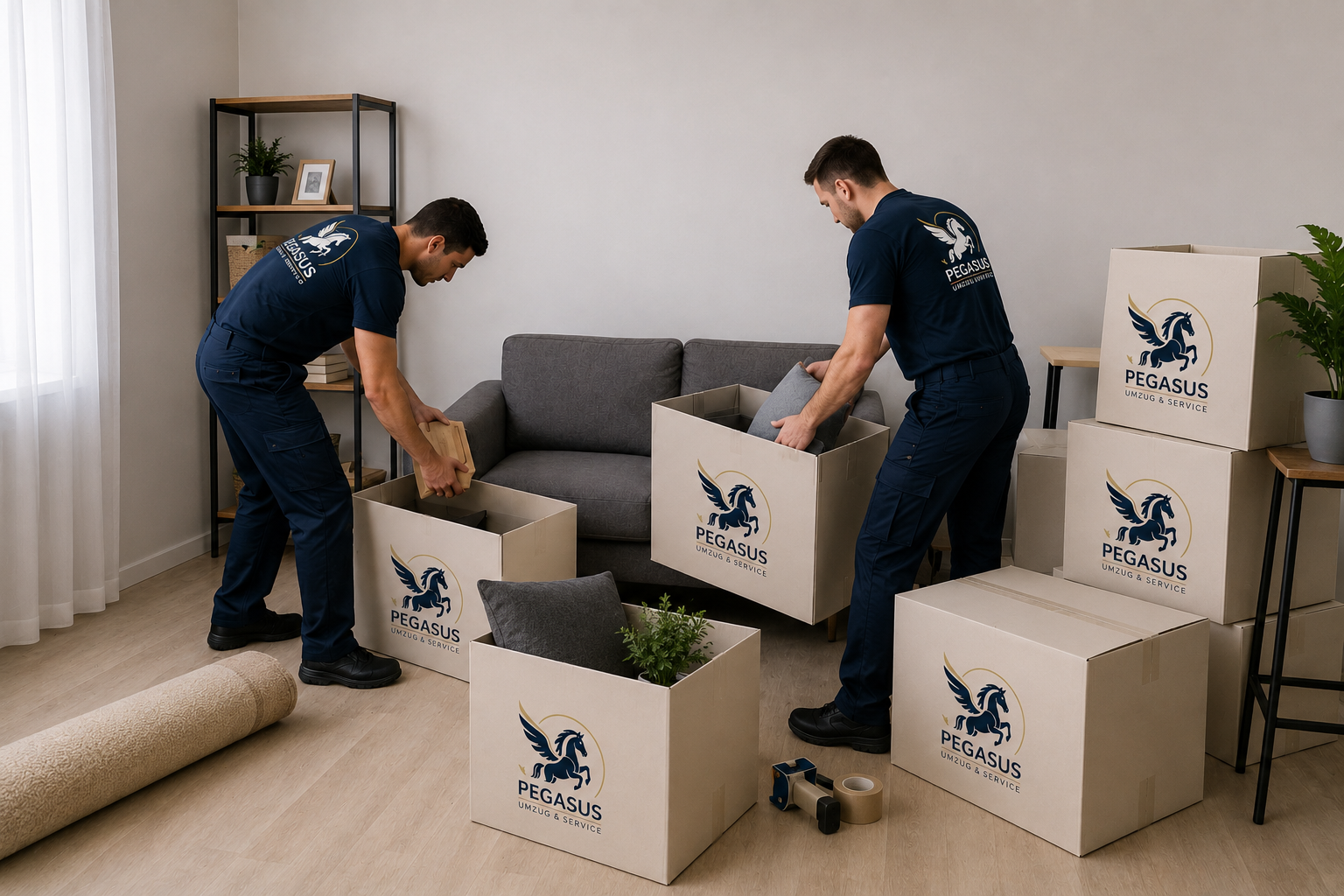 Pegasus Team beim Verpacken